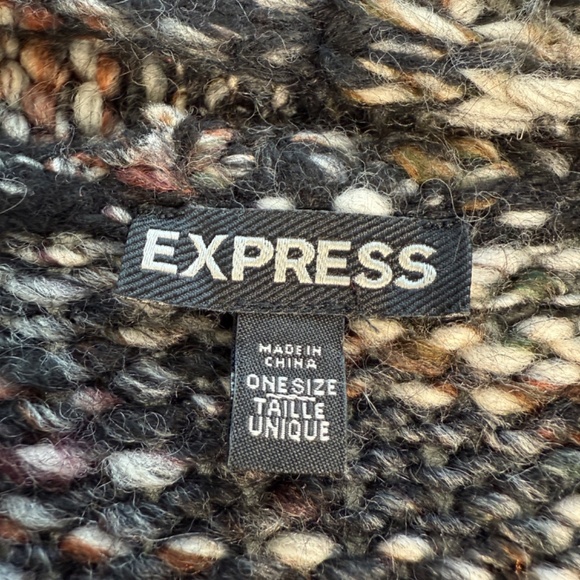 Express Open Front Wool Blend Cardigan Multi-Color Earth Tones on Black OS - Picture 8 of 8